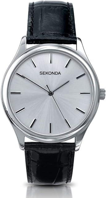 Sekonda Mens Black Analogue Leather Strap Watch 3099