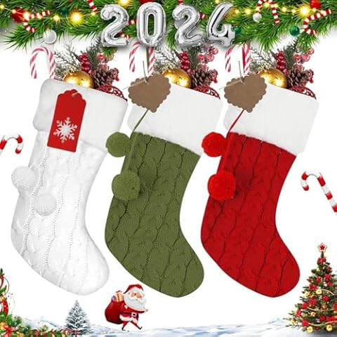 RFAQK Large Christmas Stockings with Gift Tags Cover