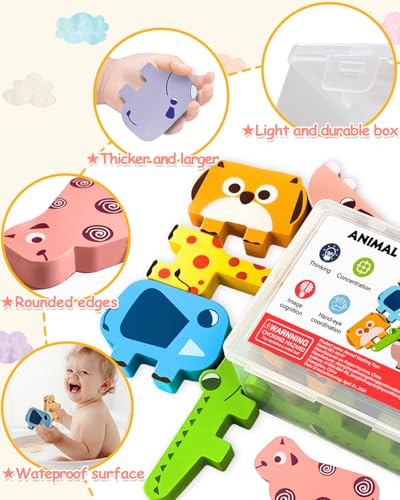 Cowcowcow AST-01 Montessori Toys For 1 2 3 4 Year Old Boys Girls, Toddler Toys Age 2-4, 1 2 3 4 Year Old Girl Boy Birthday Gifts, 10 Pack Wooden Animal Blocks Sorting & Stacking Education Toddler Puzzles Toys thumb #4