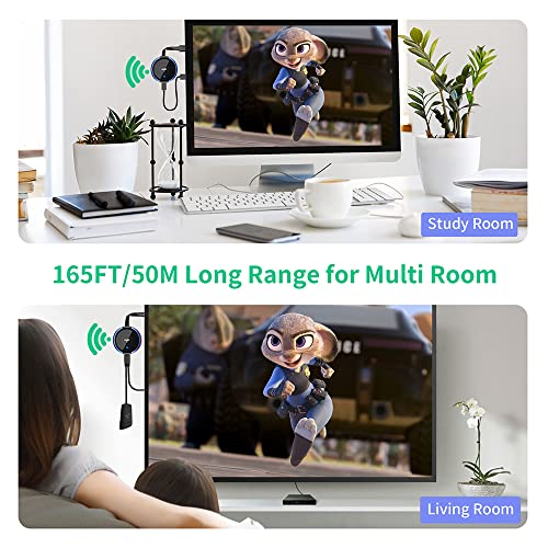 Wireless Hdmi Transmitter And Receiver Kit 4K, Aimibo Casting 2.4/5Ghz Stable Video/Audio To Monitor, Projector, Hdtv, Wireless Hdmi Extender 165Ft/50M Long Range For Laptop, Pc, Camera, Blu-Ray, Ps5 #TOP5