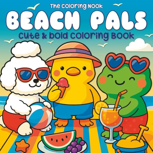 Beach Pals: Summer Coloring Book for Adults and Kids, Bold and Easy for Relaxation and Stress Relief