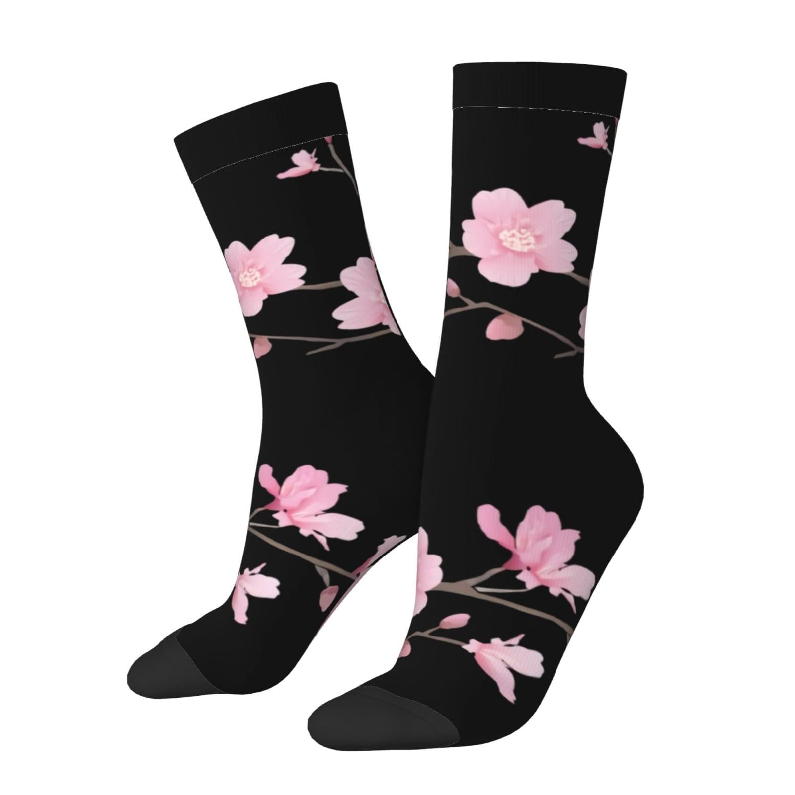 asbwuo Cherry Blossom Socks For Men/Women Gifts,Unisex Novelty Casual Dress Socks