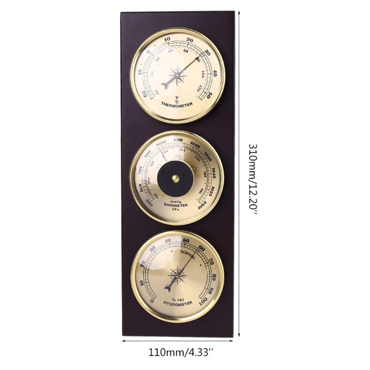 JINYISI Thermometer, Barometer, Hygrometer, Wandmontage, Wetterstation, zum Aufhängen, für Zuhause, Büro, Metall, für drinnen und draußen