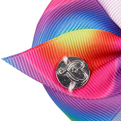 [6-Pcs/Set] 5 Inch Cute Mermaid Unicorn Rainbow Colorful Ribbon Hair Bow Alligator Clip Accessories Gifts For Toddlers Girls (Rainbow-B Series) #TOP5