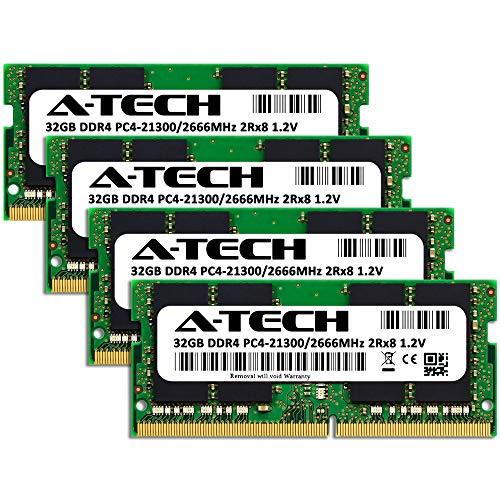 Image of A-Tech 128GB (4x32GB) DDR4 2666MHz PC4-21300 (PC4-2666V) CL19 SODIMM 2Rx8 1.2V 260-Pin Non-ECC SO-DIMM Laptop Notebook RAM Memory Modules