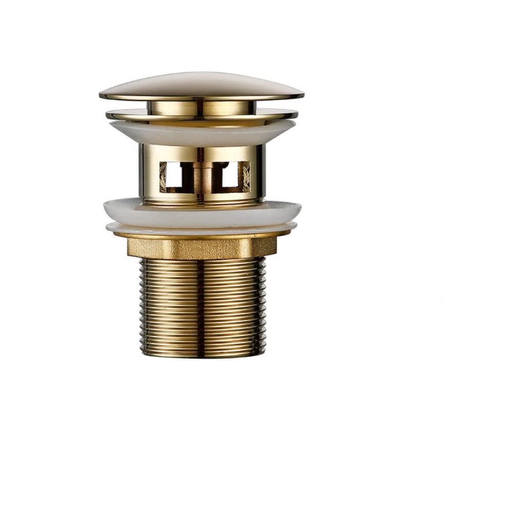 VVW&LIU Badezimmer Badewanne Pop Up Ablaufstopfen Ros¨¦Gold Poliert Korrosionsbest?ndig Langlebig Mit ¨¹berlaufloch Waschbecken Abflussstopfen,Hellgold,1