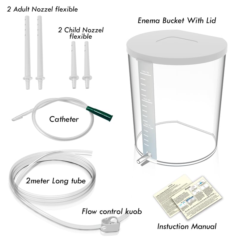 Image of OTICA Enema Kit for Adults and Kids Anima Kit with Flexible Tube for Self Use Enima Pot for Home use (1500ml) White