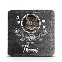 Targa Commemorativa Per Animali Domestici In Ardesia - Personalizzabile Con Foto E Testo 10x10 Cm