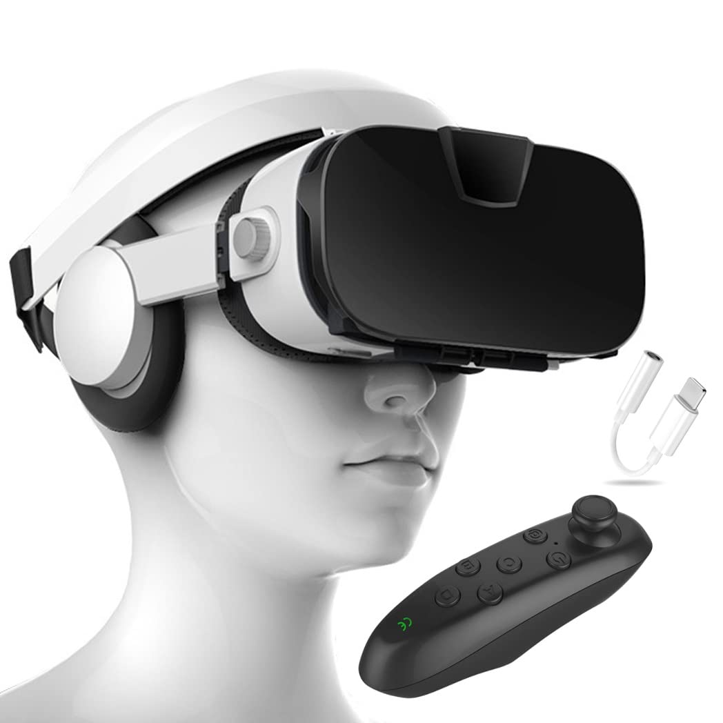 Okulary VR, zestaw słuchawkowy z wirtualnej rzeczywistości, zestawy słuchawkowe VR obsługujące Android i IOS, połączenie Bluetooth do iPhone 13 Pro Max/13 Pro/12/11, do Samsung Galaxy S21, Huawei, Xiaomi