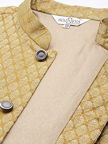 Image of SOJANYA (Since 1958, Men's Silk Blend Grey Kurta Pyjama & Silk Blend Jacket Combo