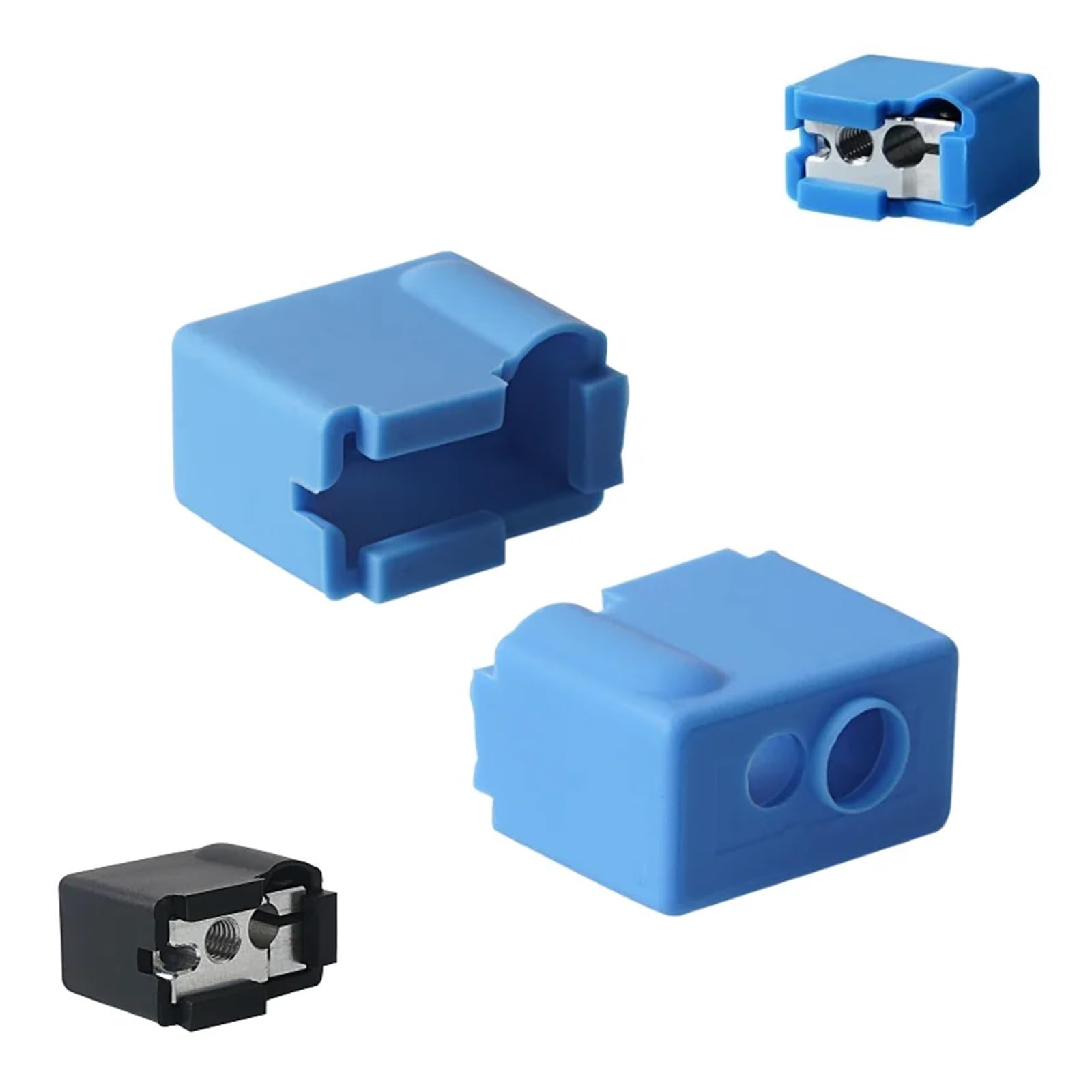 tianwandong 2 stücke Silikon Socke Abdeckung Schutz 3D Drucker Teile PT100 Wärme Block Hotend Heizung(1pc Black 1pc Blue)