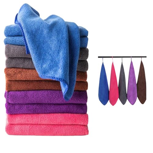 RYZLSVFB Paños de microfibra 10 unidades, reutilizables para cocina, paños de limpieza, paños de cocina, paños de cocina, paños de cocina, sin pelusa lavables para el hogar, ventanas, coches, 30 x 30