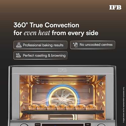 Image of IFB 34L, 1000 W, FlatBed with Inverter Technology, 63 Autocook menus, PowerSteam, 6 Power levels, SelfClean, Steralise mode, LCD Display, Convection & Grill Microwave Oven (34FBBSC2, Metallic Grey)