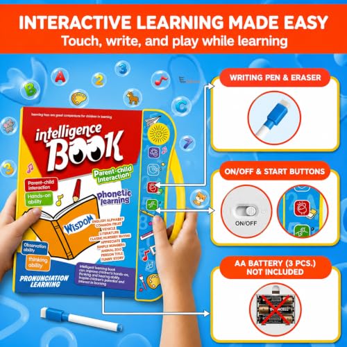 Image of Eitheo Intelligence Sound Book for Kids with Marker - Interactive Talking Learning Book | Alphabets, Numbers, Shapes & Phonics | Musical Educational Toy for Boys & Girls 2-7 Years