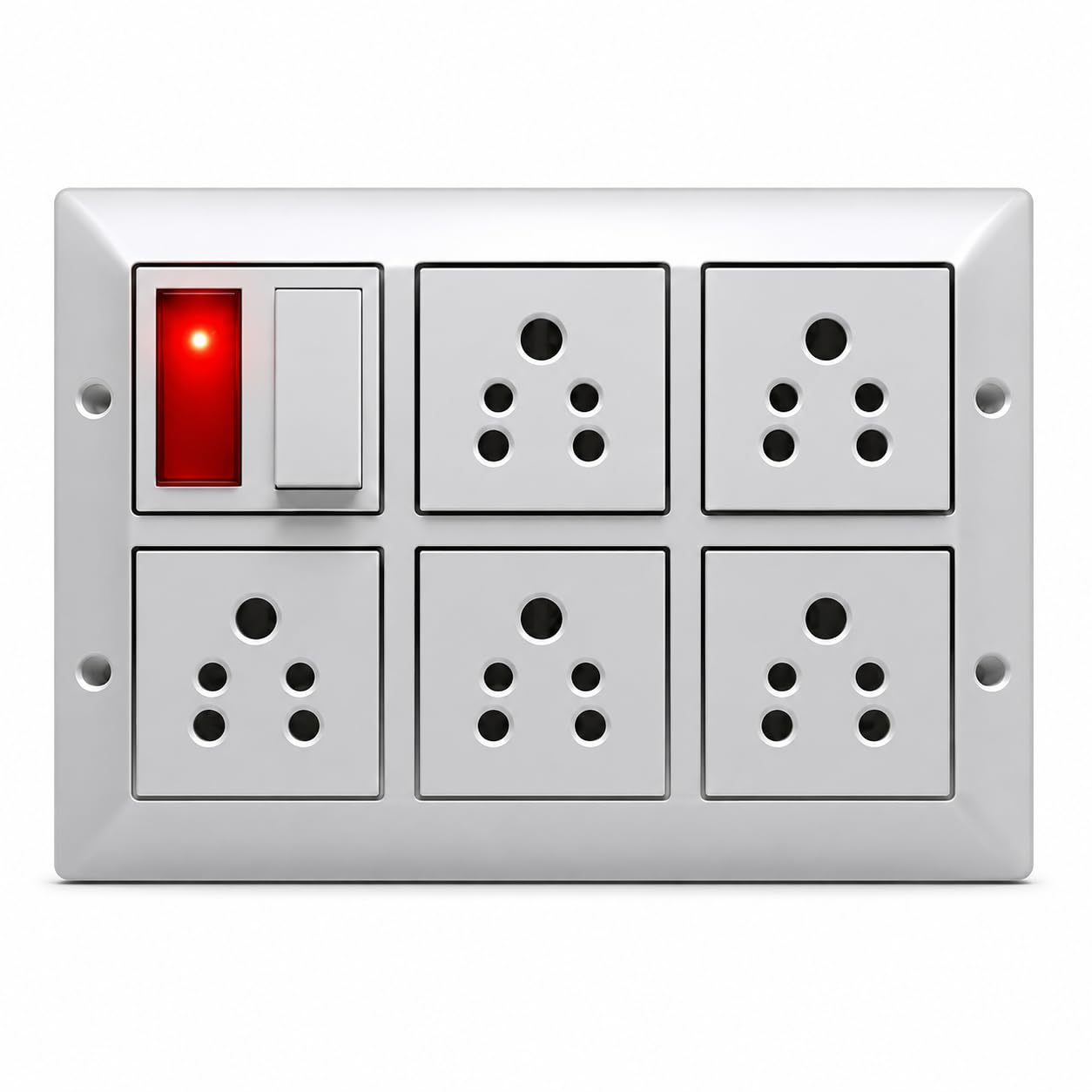 modular extension board with 5 universal sockets and 1 switch with led indicator, 3 yard pure copper wire, wall mount power strip for home office appliances electronics