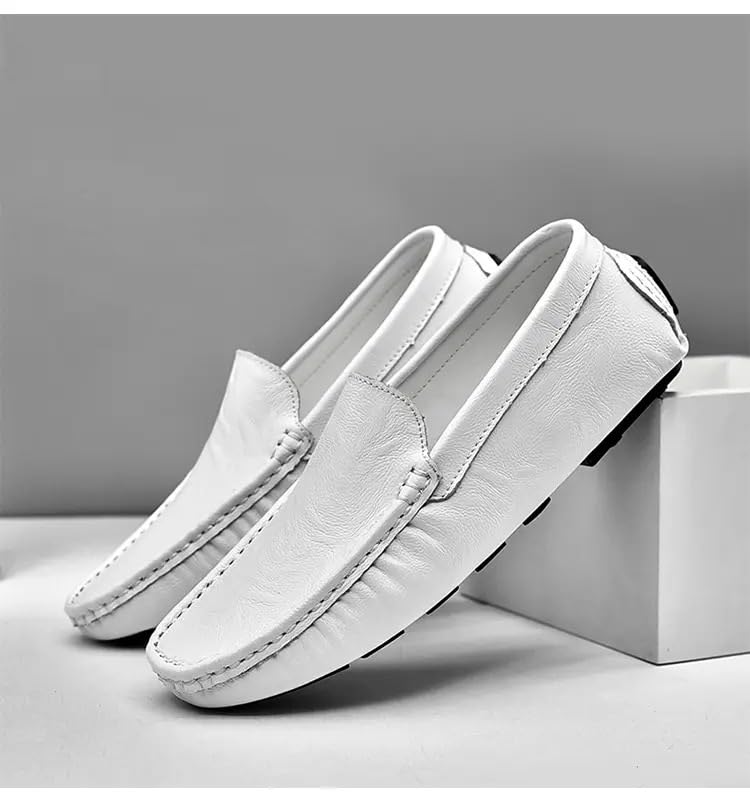 Men's Loafers Shoes PU Leather Round Toe Driving Style Loafer Flexible Lightweight Flat Heel Casual Slip-ons4