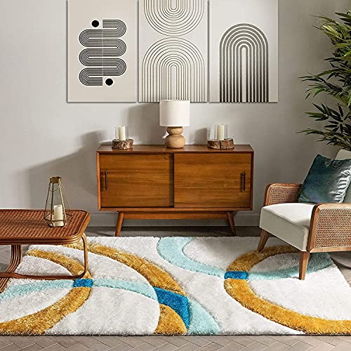Image of Modern Soft 3D Shaggy Fur Carpets for Living Room Thick Fluffy Rugs for Bedroom, 8x10 feet, Multi Color