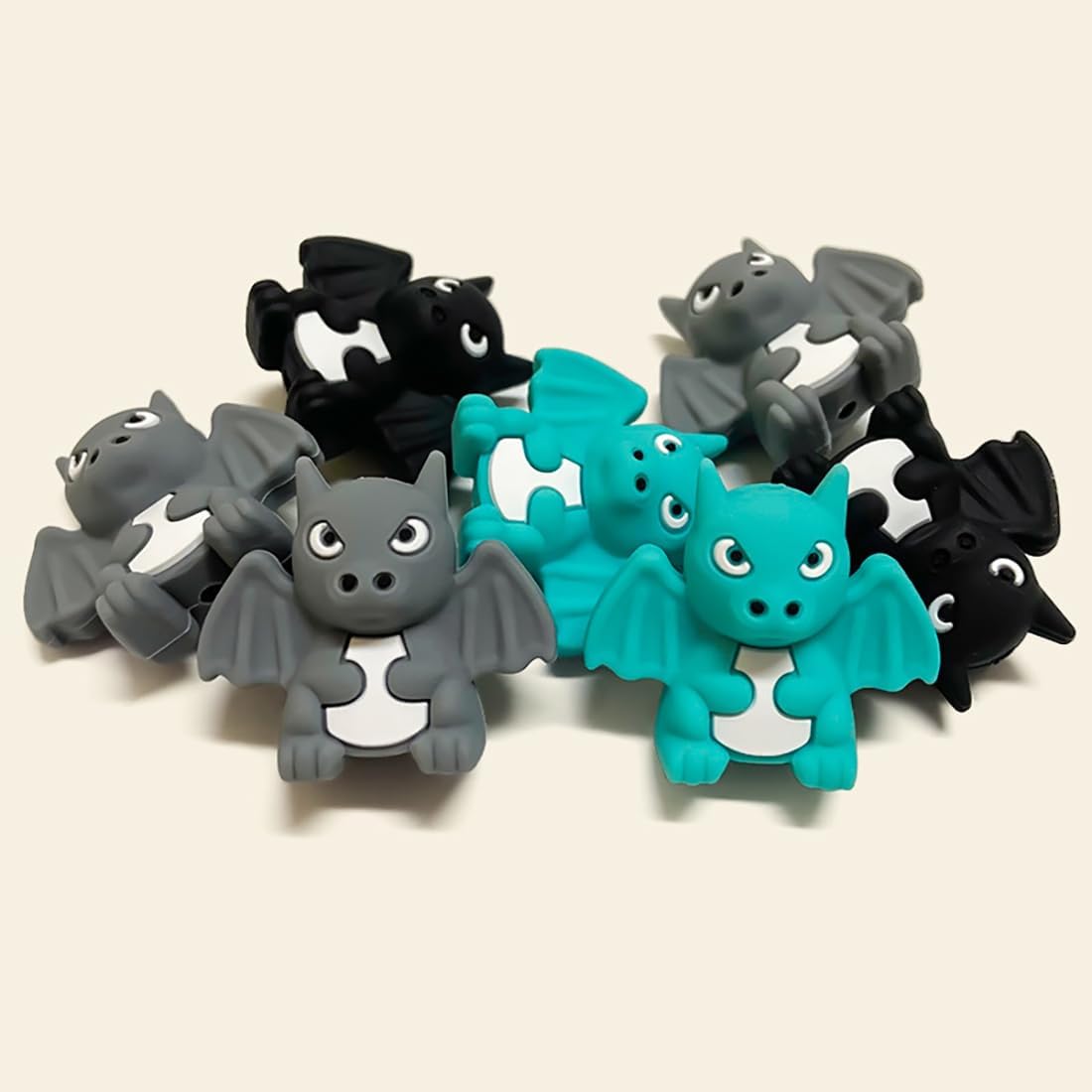 15Pcs Dinosaur Silicone Focal Beads, Dragon Animal Silicone Bead, Loose Spacer Beads, Animal Shaped Printed Bead, for Adults Jewelry Making DIY Keychains Pens Bracelets Crafts - Image 5