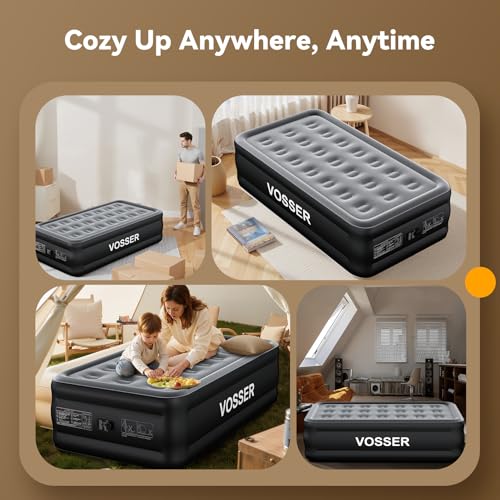 Image of VOSSER Twin Air Mattress,18 inch Raised Self Inflatable Mattress with Built in Pump for Home,Guest&Travel, Durable Colchon Inflable, Twin Size Air Mattress Quick Setup in 2 Minutes,330LB Max,