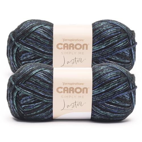 Image of Caron Simply Me Luster Yarn for Crocheting Soft, Sodalite, 2-Pack | #4 Worsted Yarn, 65% Nylon & 35% Acrylic, Lustrous Blend Yarn for Crocheting, Knitting & Garments, 360yds, 170g /6oz per skein