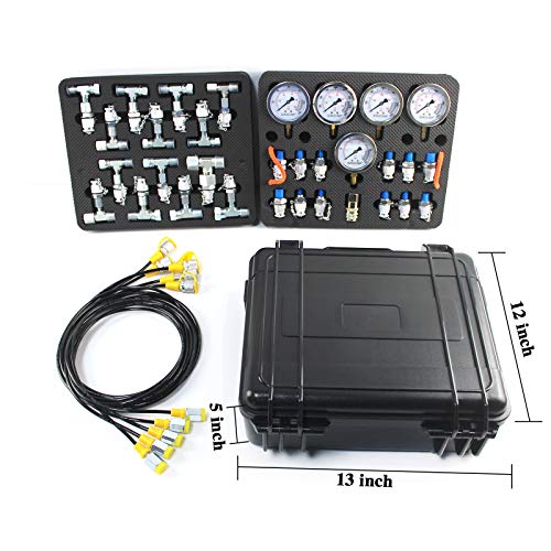 Sinocmp CP-K06056-1 Hydraulic Pressure Test Kit 5 Pressure Gauges 5 Test Hoses 13 Test Couplings 14 Tee Connectors Hydraulic Gauge Kit thumb #3