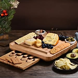 Kunaboo Bamboo Charcuterie Board Set – Climate Pledge Friendly Certified Cheese Board with Knife Set (FSC Certified eco…