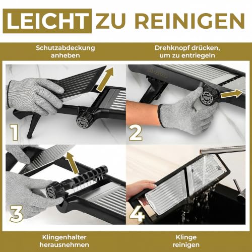 Foto von Gramercy Mandoline Gemüsehobel mit 12 Schnittstärken für die Küche, Schwarz