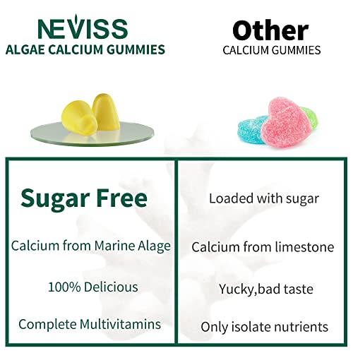 Neviss NV-ALGAECAL-GUMMY Algae Calcium Gummies 600Mg With Vitamin D3, C, Magnesium, Boron, Manganese, Plant-Based Calcium Supplement For Bone Health & Strength, Minerals Complex, Gentle Digestion, Sugar Free thumb #6
