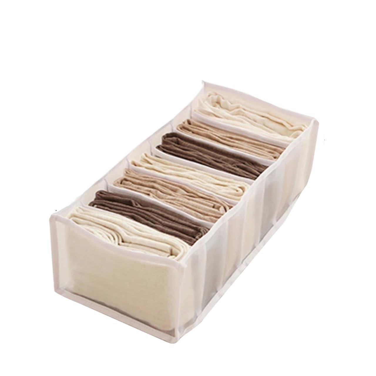 LADFRTYU Sock Storage Box Fabric Underwear Bra Storage Box Sorting Panty Socks Compartment Drawer Organizer Home(7 grids white2)
