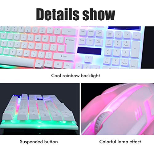 Image of Sanpyl LED Backlit Gaming Keyboard and Mouse Combo, for PC Desktop Laptop, Colorful Glowing Mouse and Fast Response Velocity (Black)