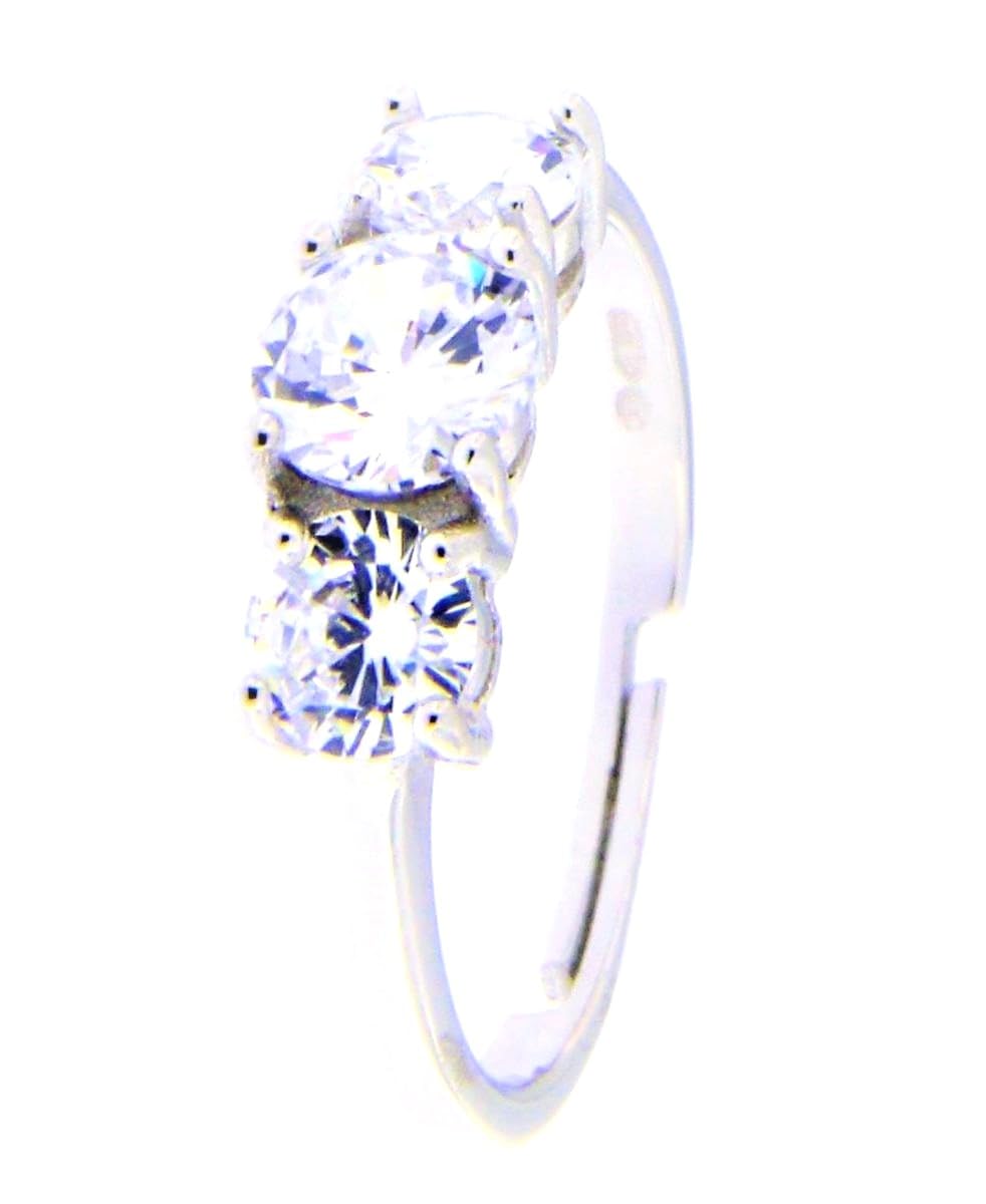 Anello Trilogy Open in Argento 925, con Zirconi Rotondi, Misura 5x6x5mm