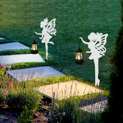 Lanterne solaire jardin en métal pour illuminer vos soirées de terrasse en lot de 2