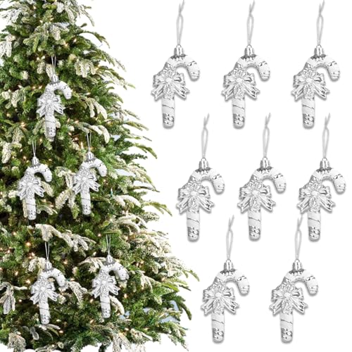 CUVZORA 8 Stück Glitzer Zuckerstangen Weihnachtsbaum Deko,...