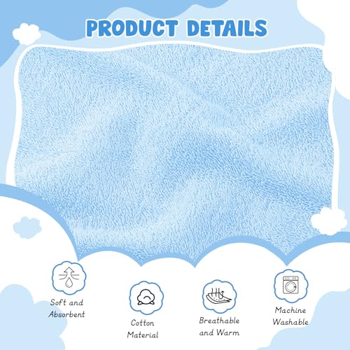 Image of CroBlissful 8 Pcs Muslin Baby Hooded Cotton Towels and Washcloths Sets Cotton Newborn Bath Towel Infant Baby Blankets Absorbent Unisex Newborn Registry Gift for Girls Boys(Blue Series)