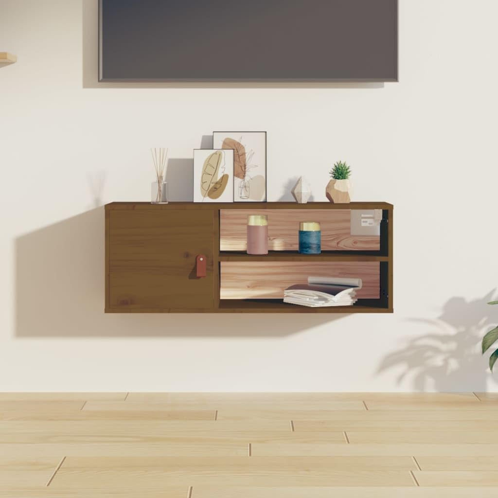 Étagère murale en pin massif marron 80x30cm pour salon