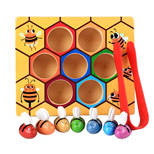 MagiDeal Set Di Scatola Clip Montessori Ape Giochi Bambini Educativi Legno Multicolore...