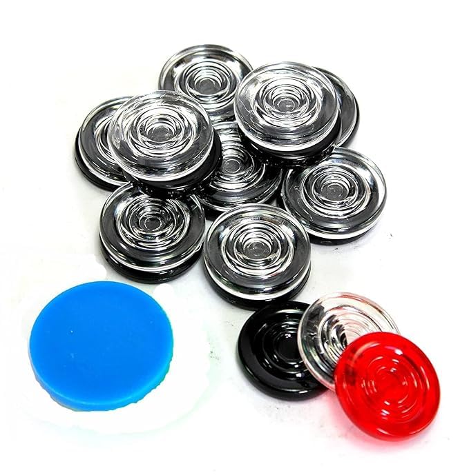 Ashvik Sports 20 Transparent Crystal Carrom Pawns/Coins with Multicolour Striker and 5gm Powder