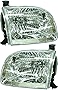 Evan-Fischer Headlight Set of 2 Assembly Compatible with 2001-2004 Toyota Sequoia/Tundra 2004 Tundra Double Cap Passenger and Driver Side