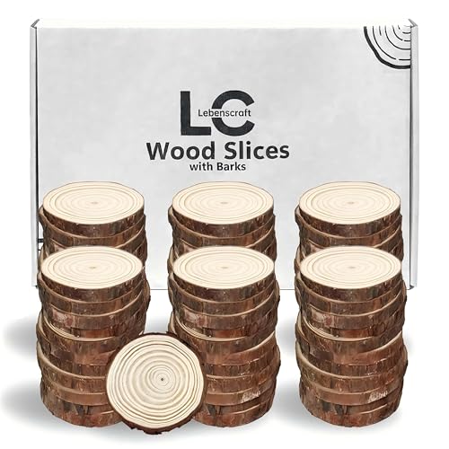 Rondin de Bois 5cm, 60 pcs Tranche de Bois Deco (4-5 cm)