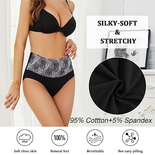 Image of Womens Underwear Cotton Tummy Control High Waisted Underwear Soft Breathable Full Coverage Panties Multipack