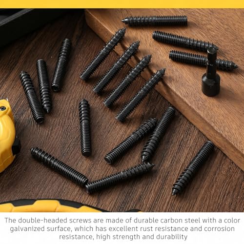 Image of Hicarer 20 Pack 3 /8-16 x 4 Inch Hanger Bolts Double Headed Bolts with Driver Self Tapping Screw Threaded Rod Screws for Furniture Double Headed for Wood Furniture Joint