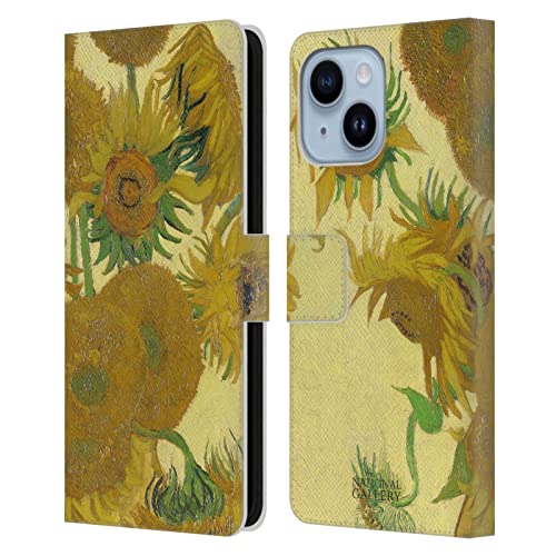 Étui Portefeuille Cuir iPhone 14 Plus National Gallery Sunflowers anti-choc et rayures