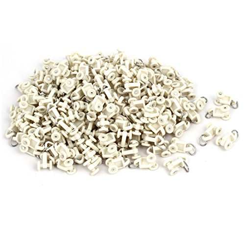 Aexit 10mm Dia Window Treatments Wheel Plastic Oval Ring Curtain Track Rail Rollers Window Treatment Sets Beige 300pcs