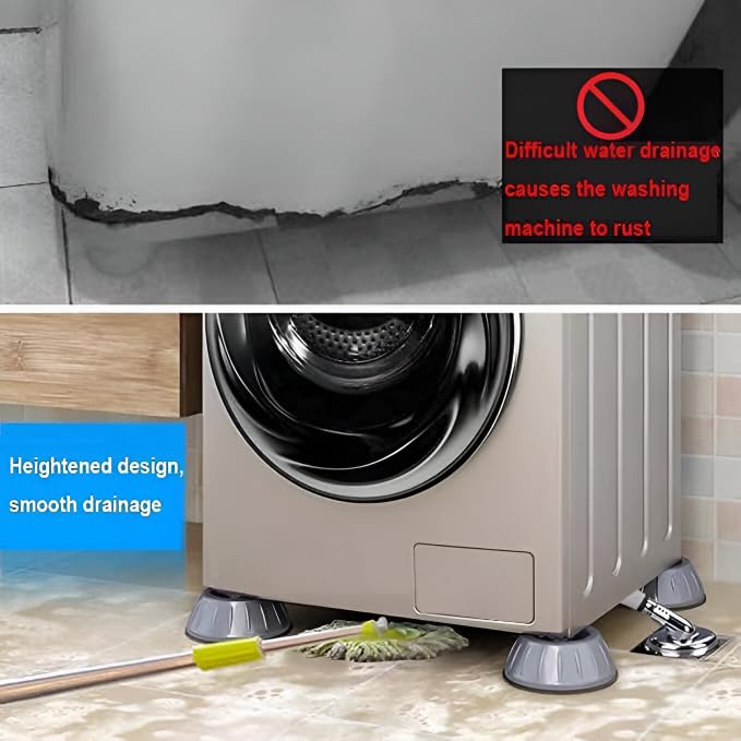 Image of Anti-Vibration Pads | Heavy-Duty Noise Cancelling Shock Absorber Feet with Suction Cups | Anti-Skid Floor Protection Rubber Support for Washing Machine, Dryers and Home Furniture (Pack of 4)