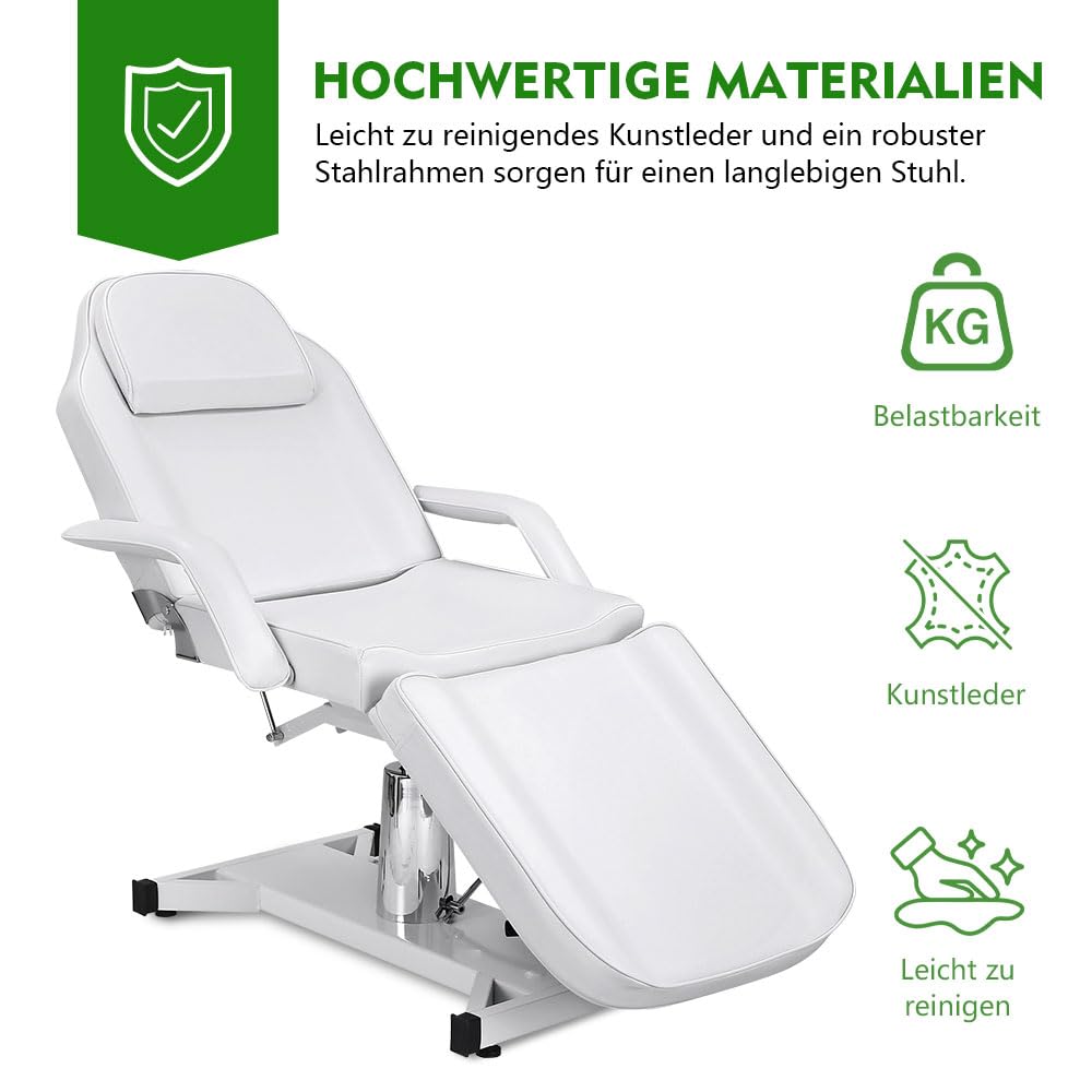 Massageliege Kosmetikliege Klappbar Höhenverstellbar 3 Zone,Tattoo Liege Friseurstuhl für Friseur Spa Schönheitssalon Ausrüstung (Weiß,182cmX82cmX64cm)