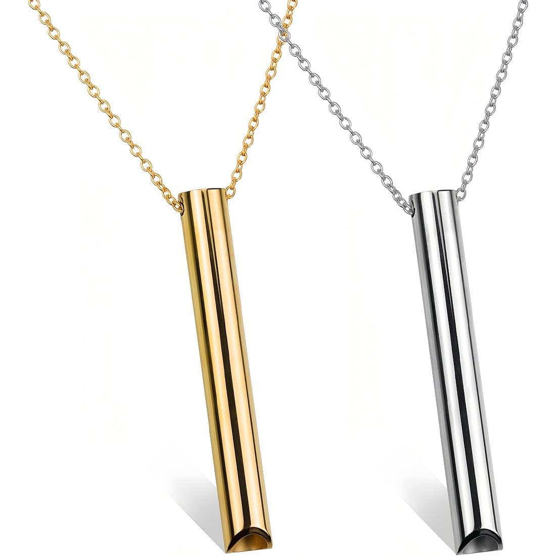 XIMKONTER 2 stuks ademketting, rookontwening, roestvrij staal, originele V2- halsketting, rookvrij, originele halsketting voor het stoppen met roken, ademhalingsketting, rookontwenning (Aziatisch