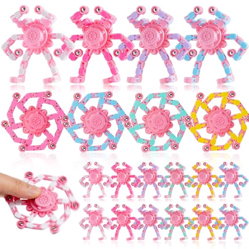 Image of 24PCS Pink Transformable Fidget Spinners,Sensory Bulk Robot Fidget Stress Relief Toys for Girls,Bulk Sensory Fidget Stress Relief Toys for Girls