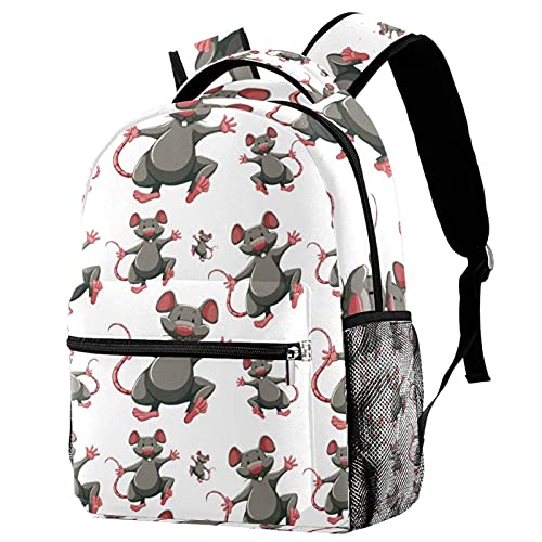 Sac à dos voyage motif rats souris gris enfant porte-bouteille
