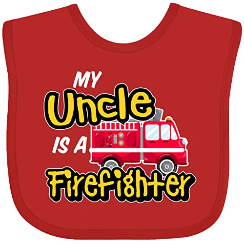 inktastic My Uncle Is a Firefighter with Fire Truck Baby Bib