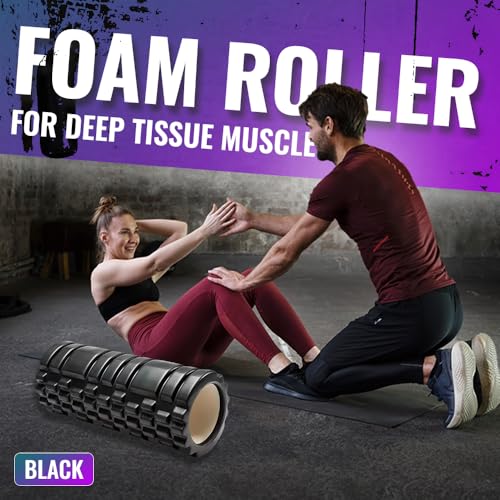 Foam Roller for Deep Tissue Muscle Massage | Fitness Gym Physio | Massage Roller for Legs, Back and Arms | Trigger Point Muscles Therapy | Lightweight | 33x14cm (Black) - Image 5